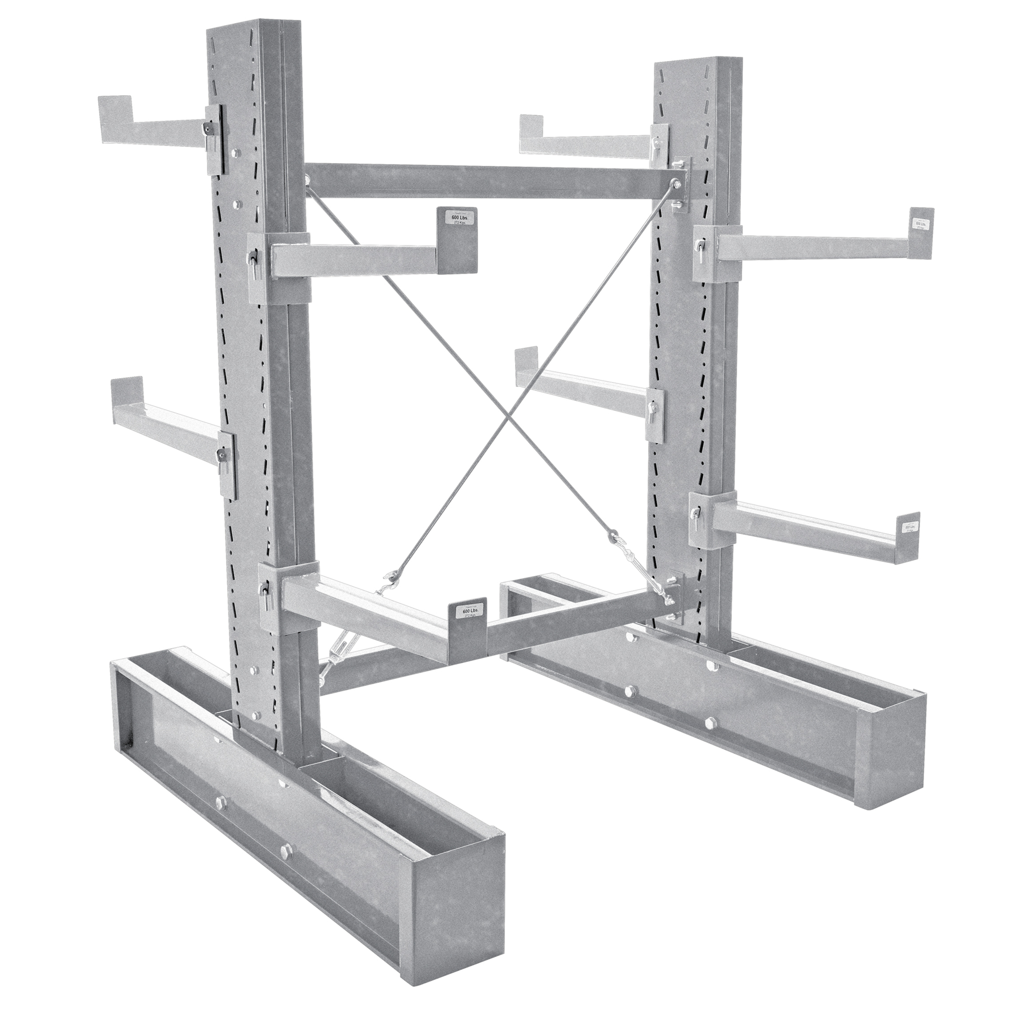 Vestil Galvanized Double-Sided Cantilever Rack Kit - 36in. Arms, 72in. Height, 47in. Width, 82in. Depth, Model# MDU-C-6-36-G-SET